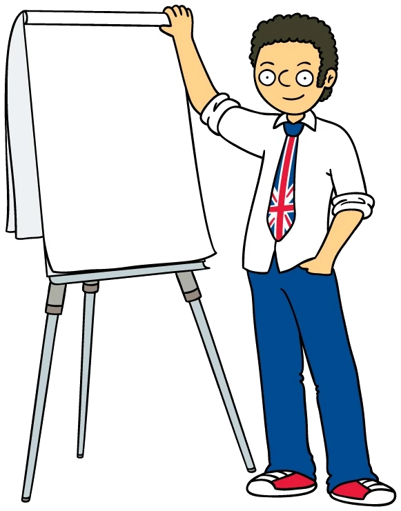 Maskot English Focus – lektor u flipchartu